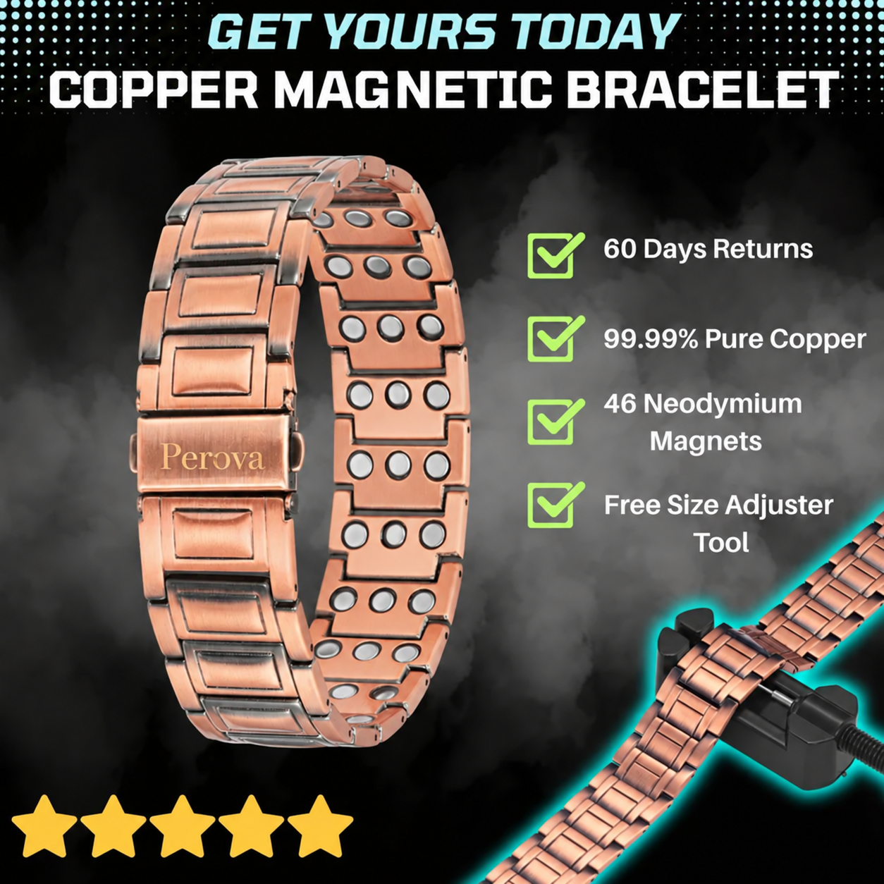 Copper magnetic bracelet design